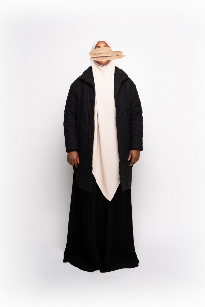 Quilted Oversized Jacket - Black